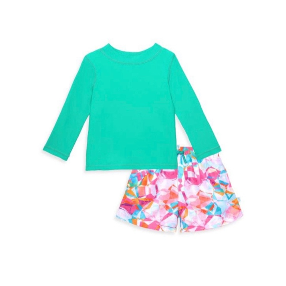 New Posh Peanut Little Boy's Ozzy Swim Trunks & Rashguard-3T